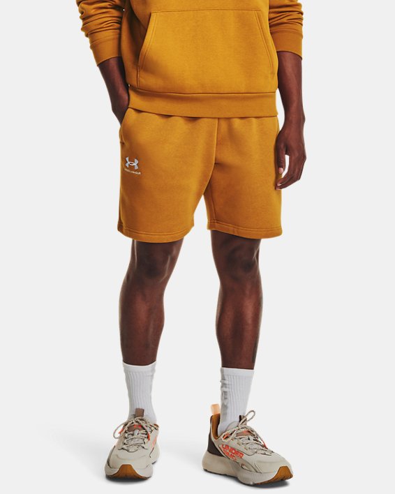 Shorts UA Essential Fleece para hombre, Yellow, pdpMainDesktop image number 0